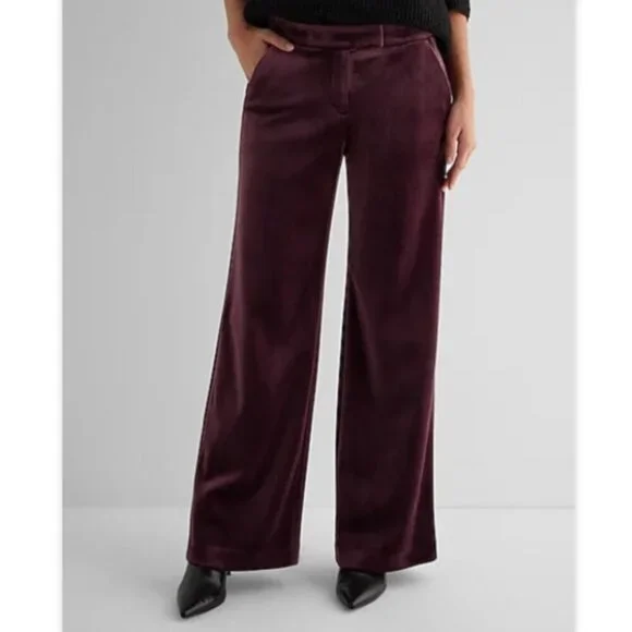 Express Design Studio Vintage Y2K Red Velvet Editor Pants Size 2 - Picture 2 of 8